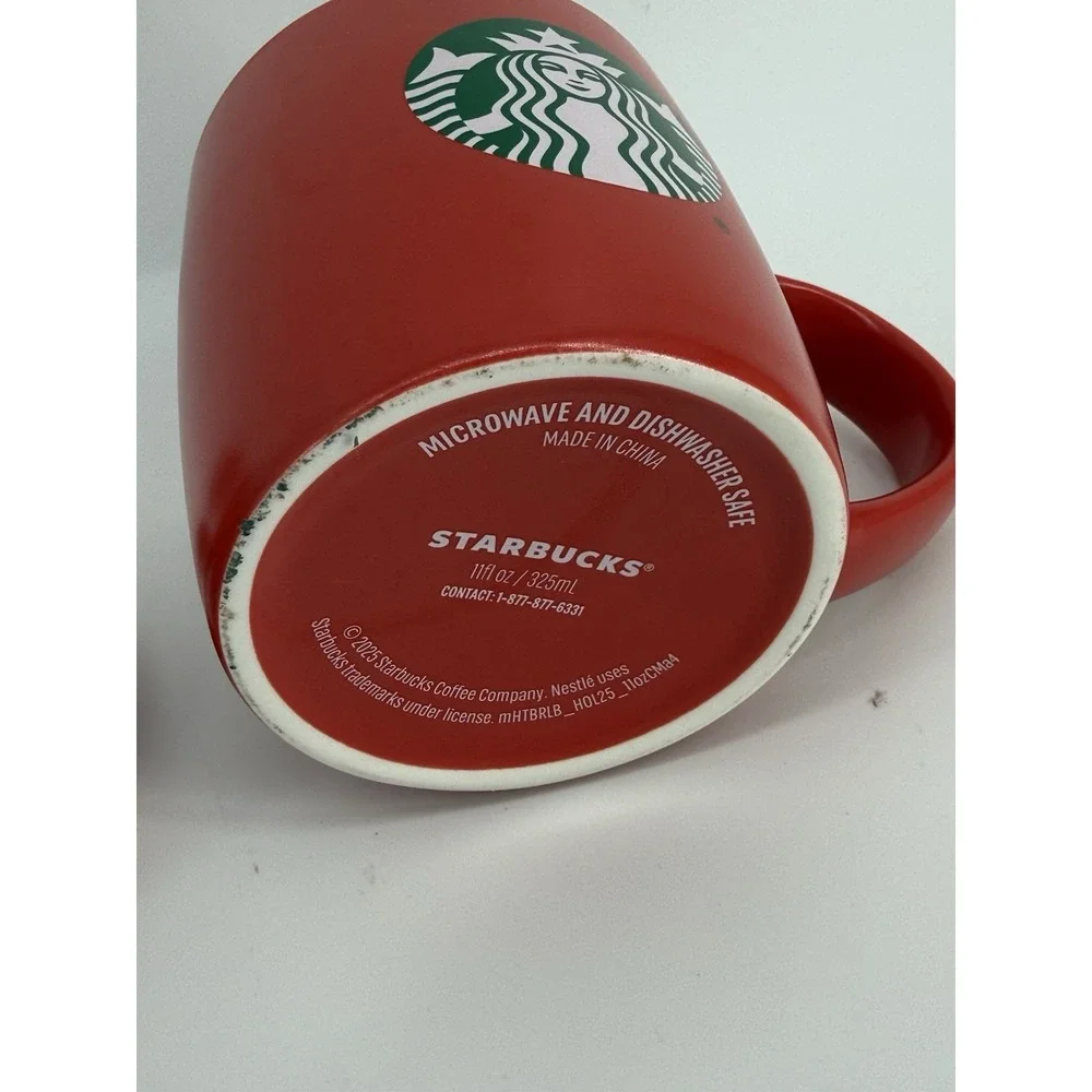 Starbucks Mugs Red w/ Green Siren Logo 12oz Coffee Cups